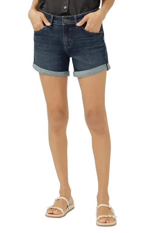 Mid Rise Denim Boyfriend Shorts