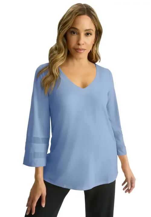 Stretch Knit Mesh Inset Sleeve Tunic by Jessica London