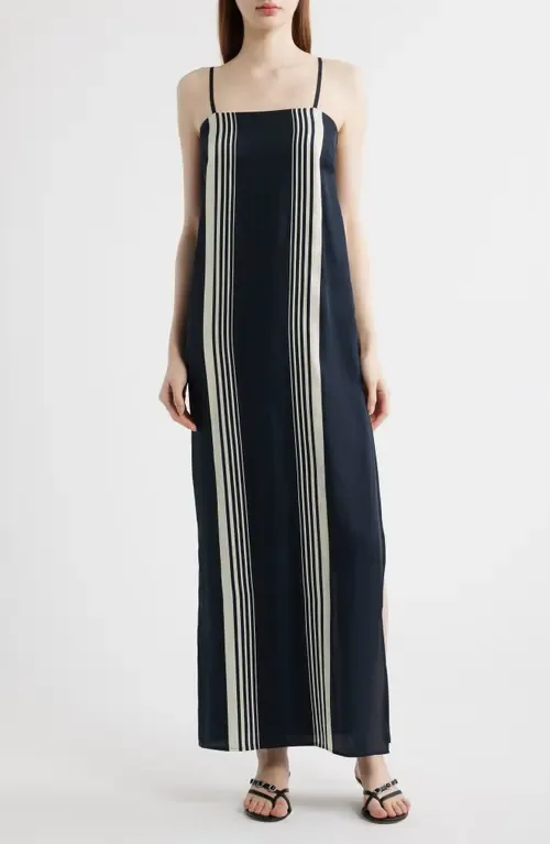 Suki Stripe Sleeveless Silk Blend Maxi Dress