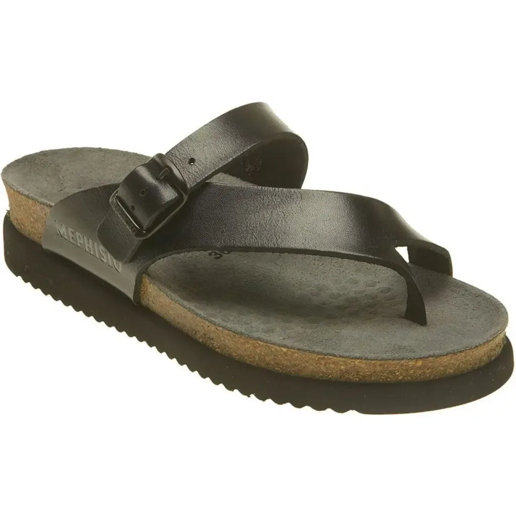 Helen Toe Loop Sandal in Black Waxy Leather by Mephisto