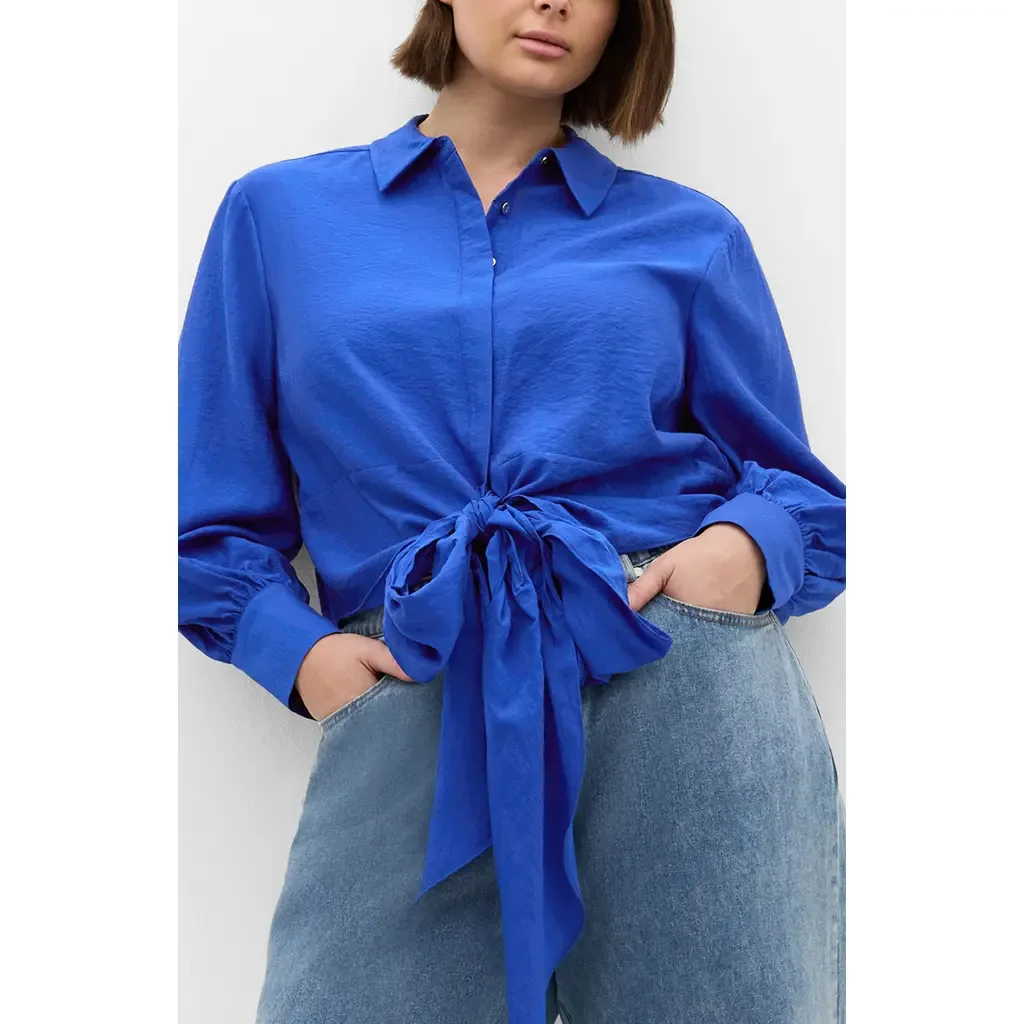Elena Tie Waist Button-Up Shirt by City Chic