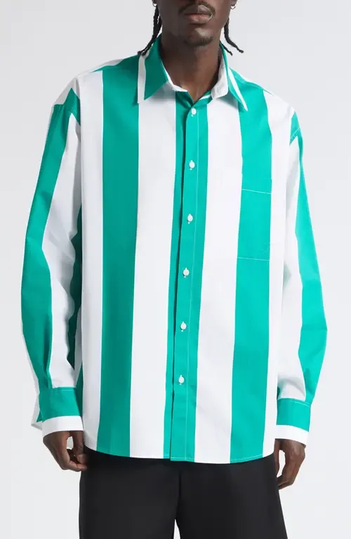 La Chemise Camargue Stripe Button-Up Shirt in Jacquard Big Stripes by Jacquemus