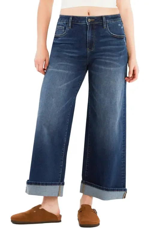 Cuffed High Waist Relaxed Jeans by HINT OF BLU