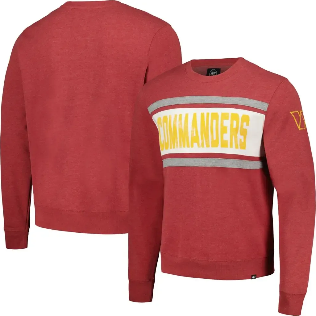 '47 Heathered Burgundy Washington Commanders Bypass Tribeca Pullover Sweatshirt by '47
