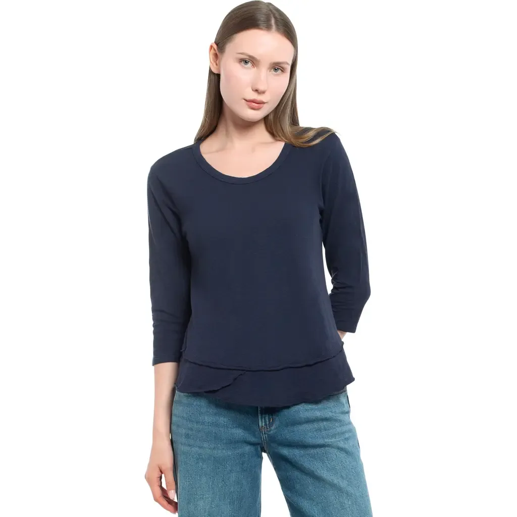 Shrunken Crew 3/4 Sleeve Mock Layer Tee by WILT Clothing