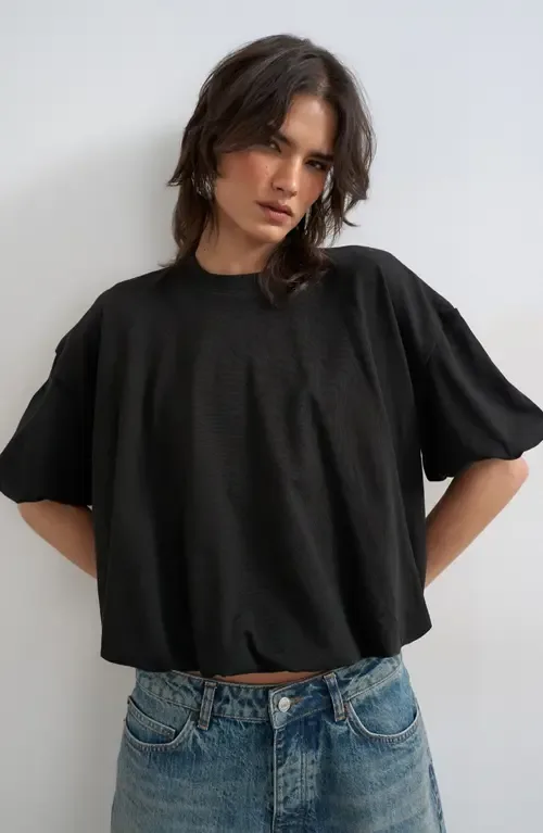 Bubble Hem Cotton T-Shirt by Topshop