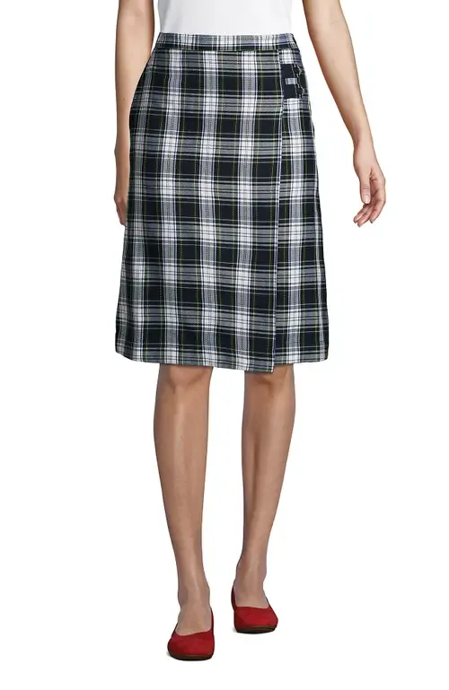 School Uniform Young Plaid A-Line Skirt Below the Knee by Lands' End