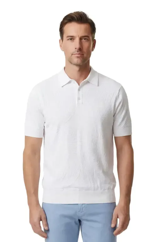 Jacquard Linen Cotton Polo by Lords of Harlech
