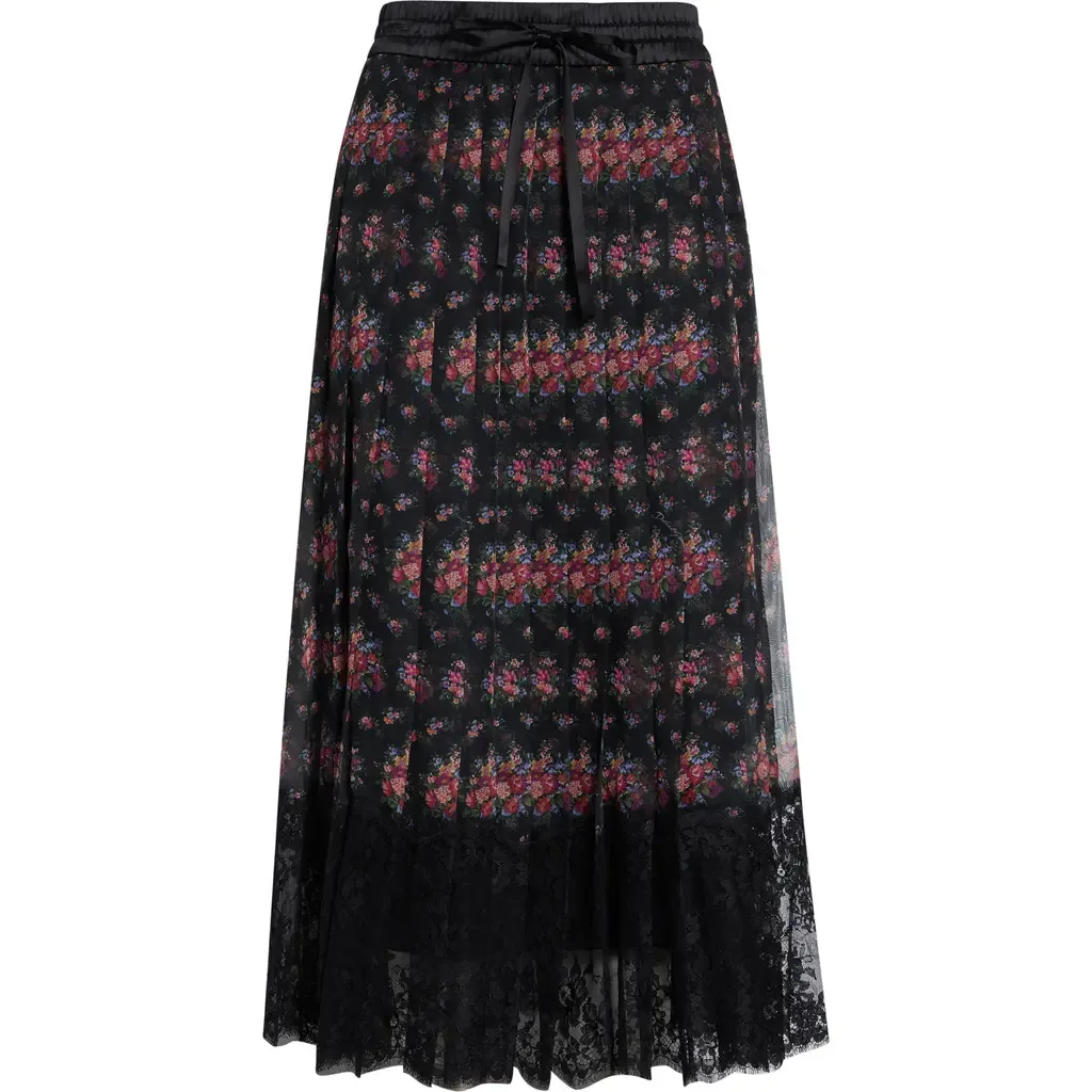 Floral Chiffon A-Line Midi Skirt by Dolce&Gabbana