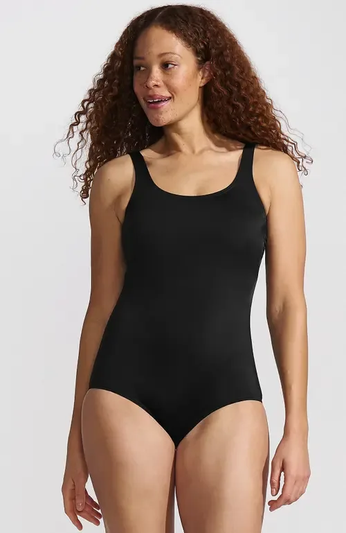 D-Cup Chlorine Resistant Scoop Neck Soft Cup Tugless Sporty One Piece Swimsuit Print by Lands' End