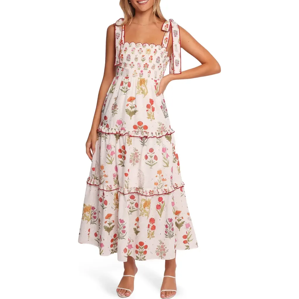 Aurelia Print Tie Strap Sleeveless Maxi Dress