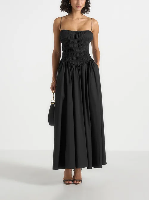 Elva Smocked Waist Cotton Maxi Dress