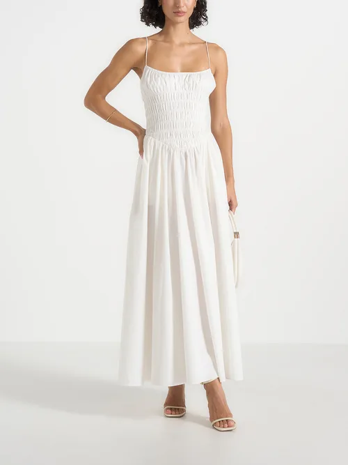 Elva Smocked Waist Cotton Maxi Dress