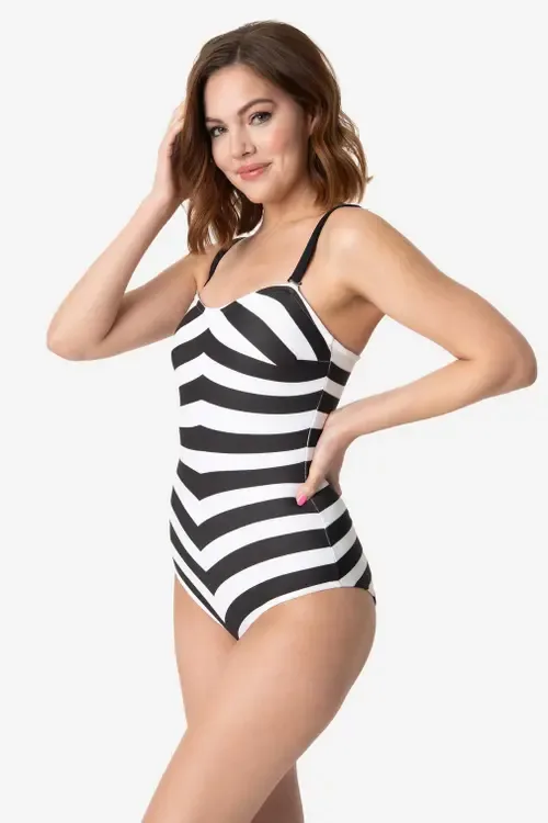 Chevron Stripe One Piece Bathing Suit by Unique Vintage