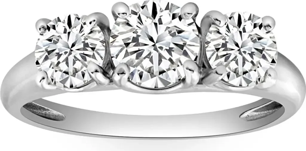 1 3/4 ct Three Stone Diamond Engagement Ring 10K Gold Lab Grown by Bliss Diamond