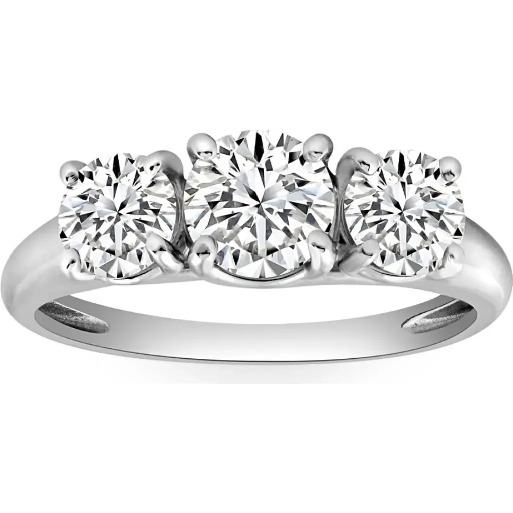 1 3/4 ct Three Stone Diamond Engagement Ring 10K Gold Lab Grown by Bliss Diamond
