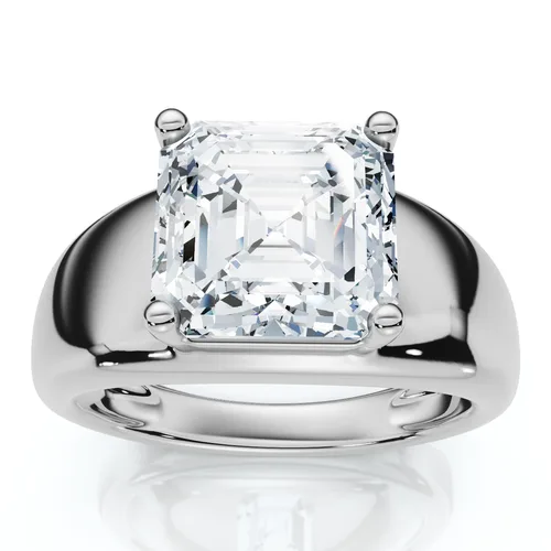 Certified 3Ct Asscher Cut Solitaire Cigar Band 14k Gold or Platinum Lab Grown by Bliss Diamond