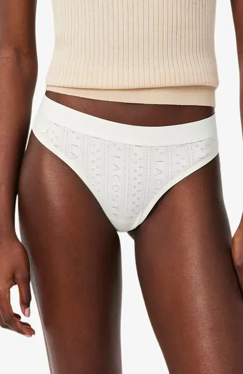 Pointelle Logo Thong by Lacoste