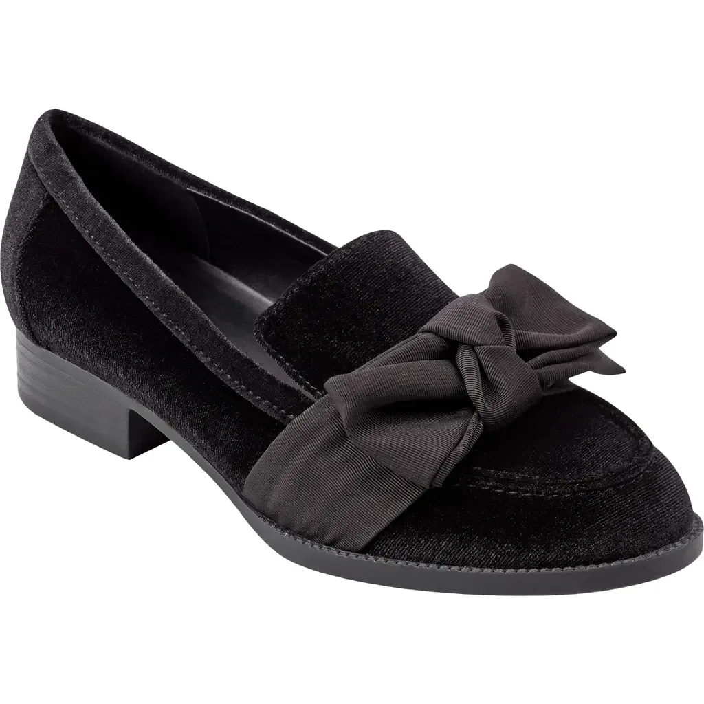 Bow Loafer in Black Velvet by Bandolino