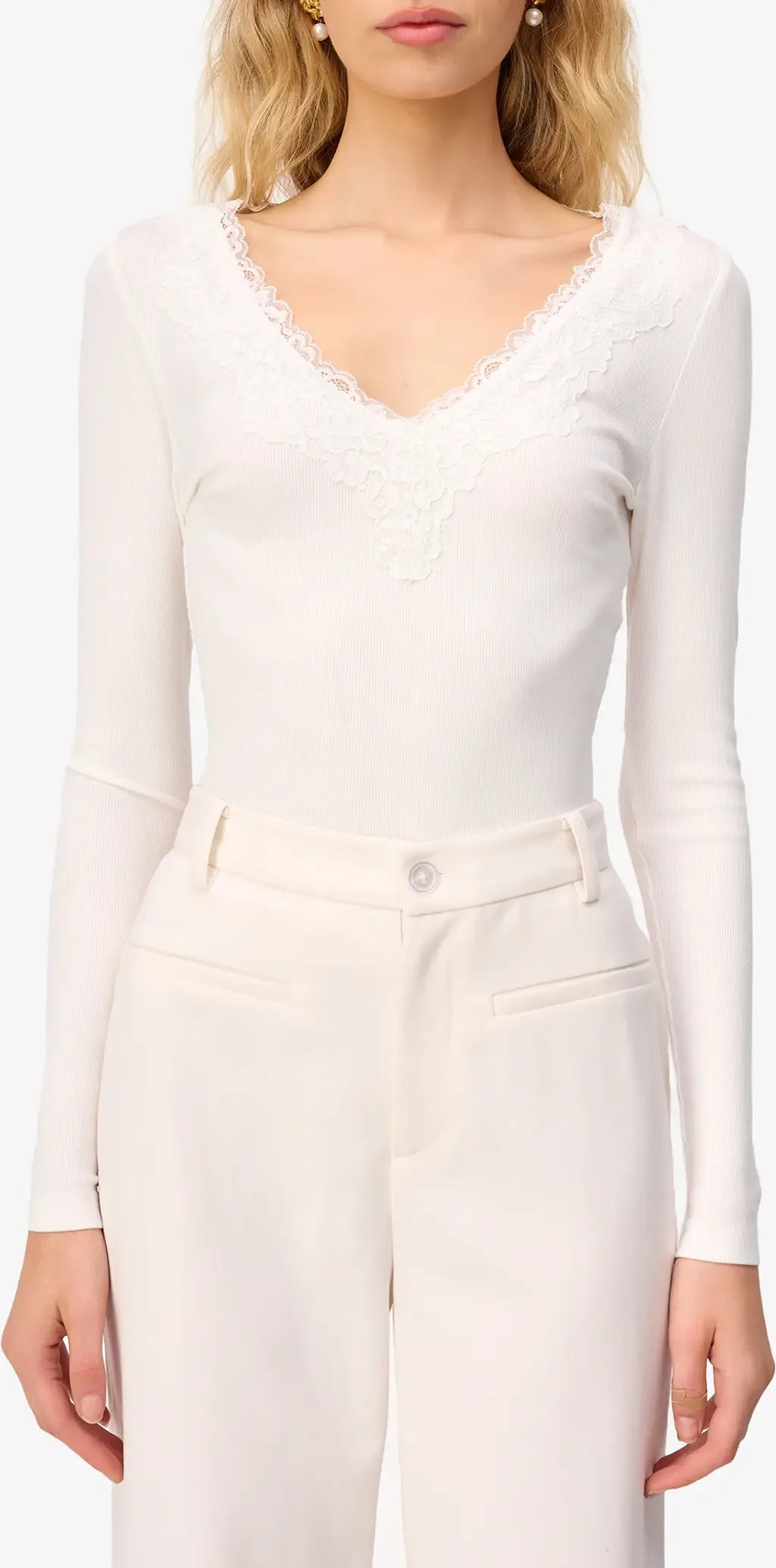 Rooney Lace Trim Rib Top