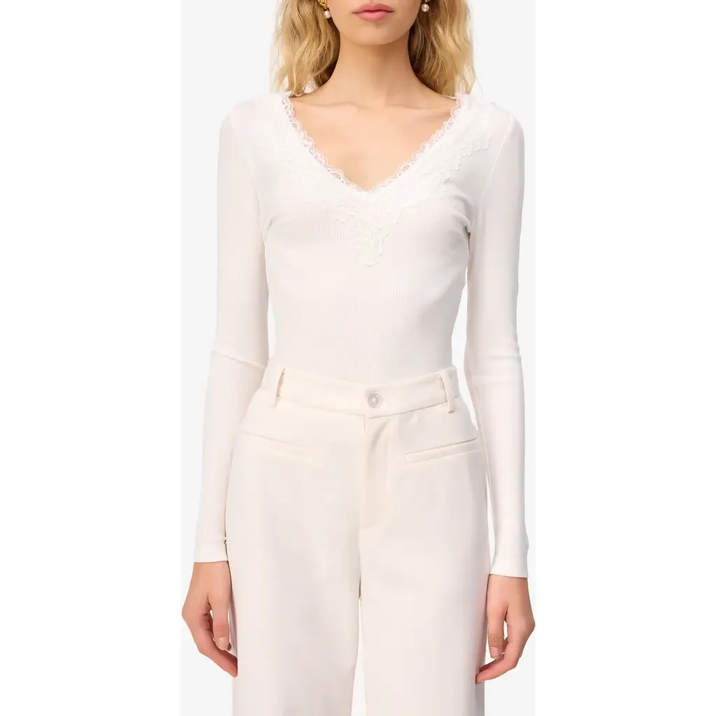 Rooney Lace Trim Rib Top by CAMI NYC