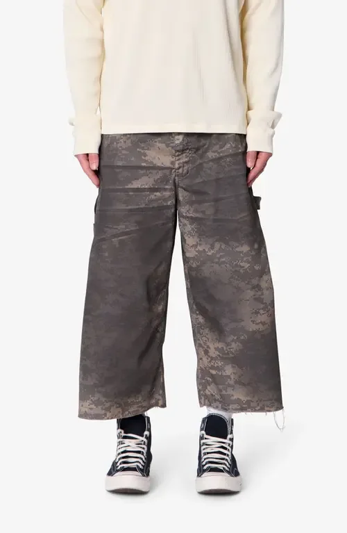 Extra Long Overdyed Digi Camo Cargo Shorts by mnml