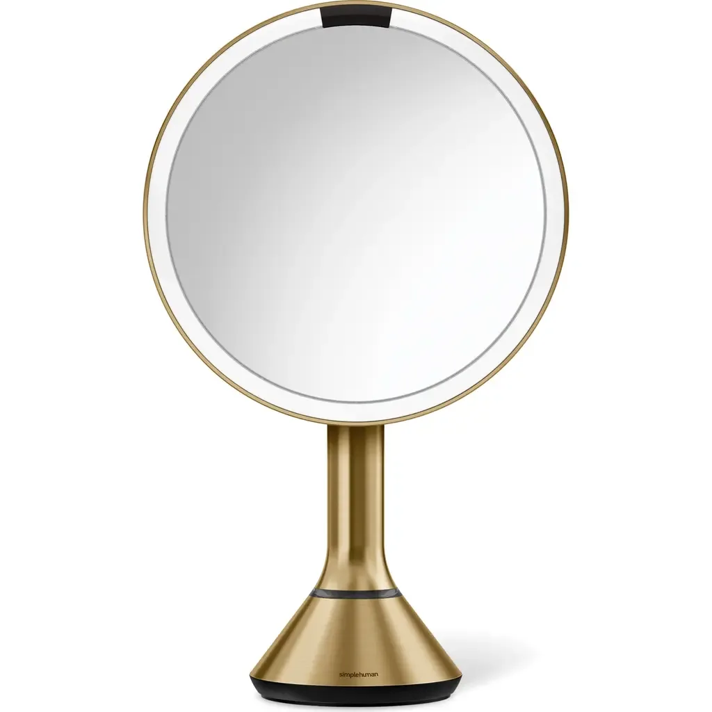 8-Inch Sensor Rechargeable Tabletop Mirror - Brass by simplehuman