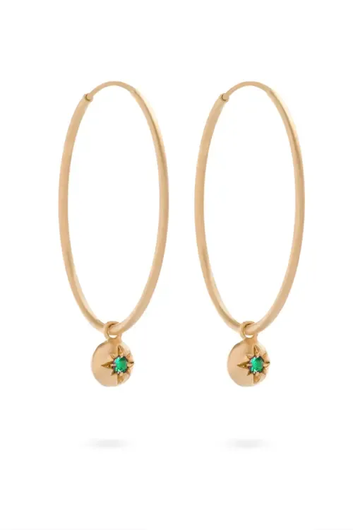 Moon Hoops Emerald. Handmade in Italy by Eloise Jewelry