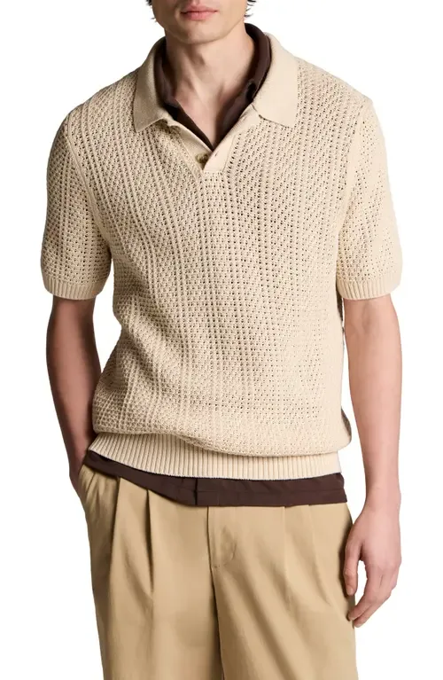 Seed Stitch Polo Sweater by Vince