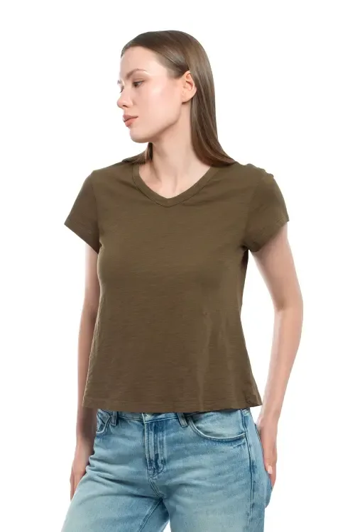 V-Neck Short Sleeve Baby Tee by WILT Clothing