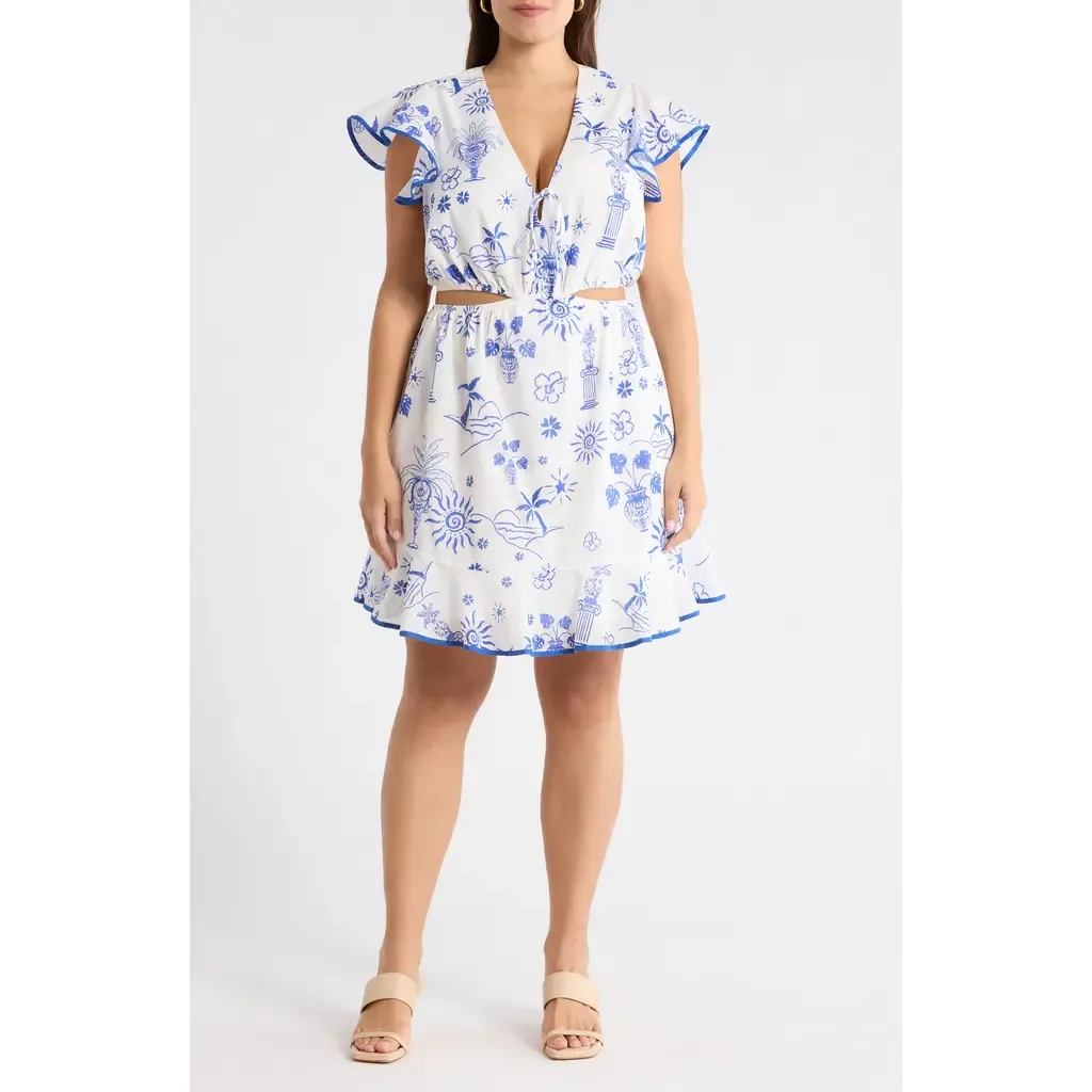 Alvina Tropics Cely Cutout Minidress by SUGARLIPS