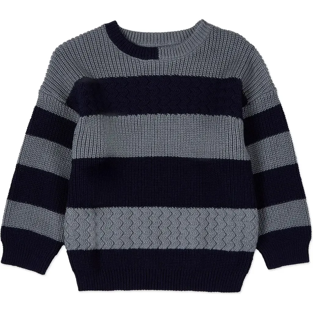 2-Tone Striped Cotton Pullover Sweater by MiniMoi