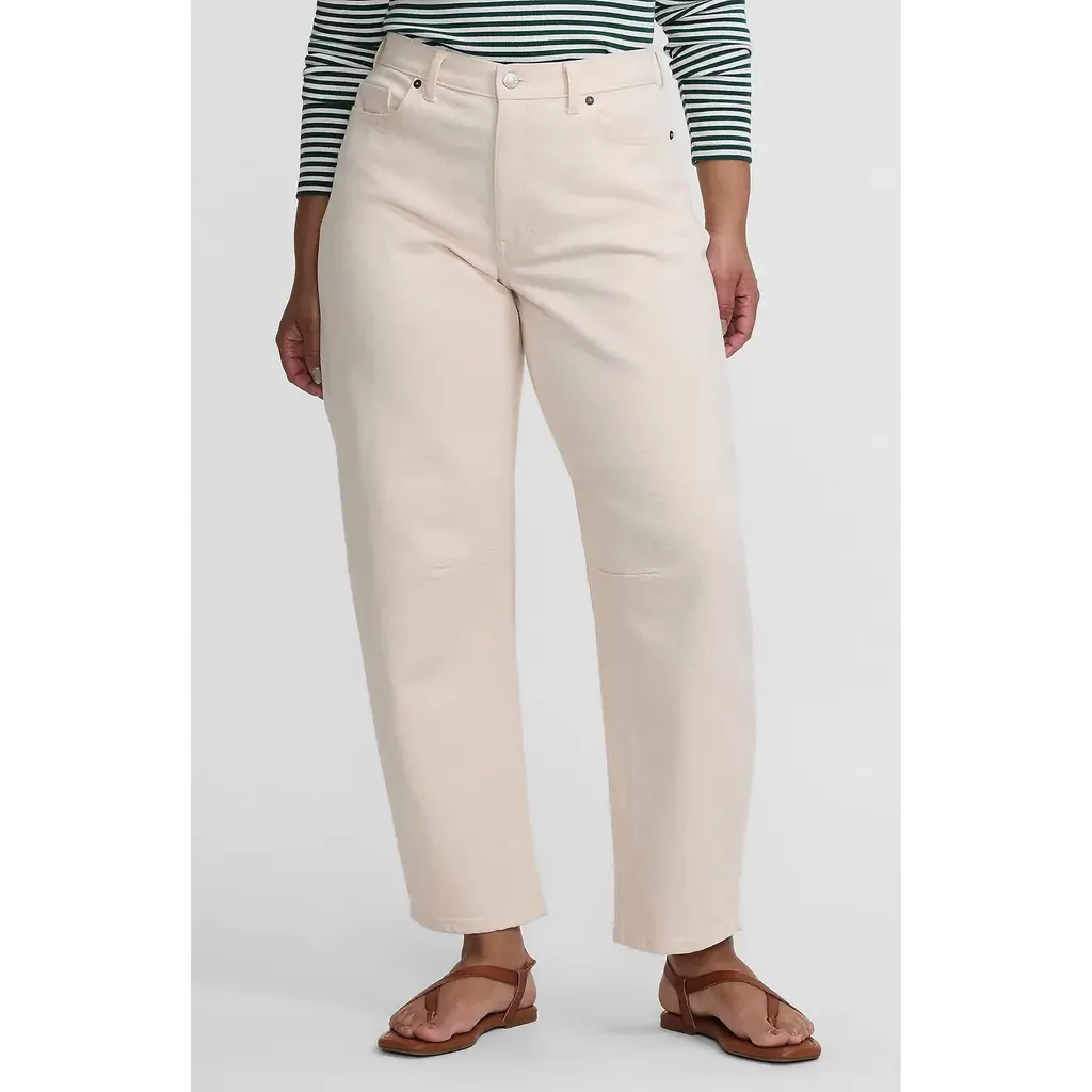 Soft Denim Relaxed Barrel Leg Ankle Jeans by Lands' End