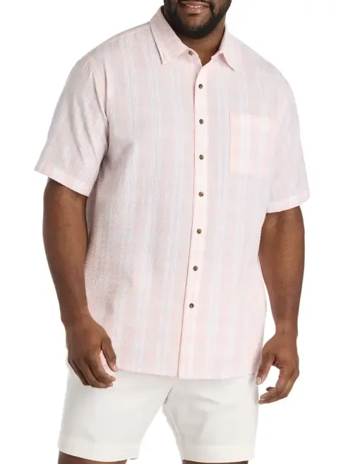 Seersucker Plaid Sport Shirt by Oak Hill by DXL