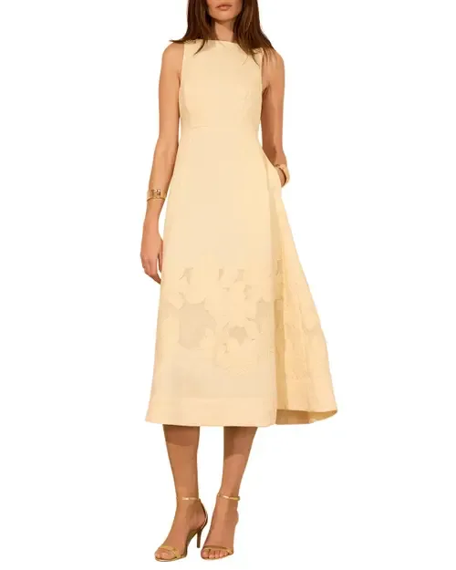 Linen Blend Lace Midi Dress by MINT VELVET