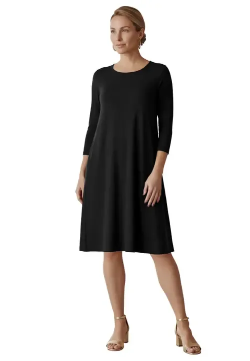 Stretch Knit Three Quarter Sleeve T Shirt Dress by Jessica London