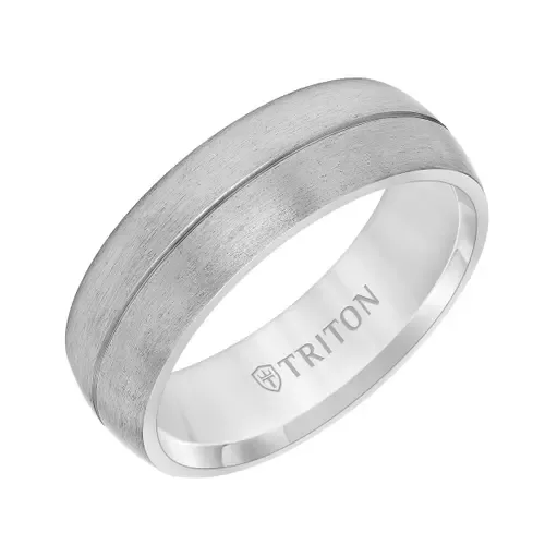 7mm Tantalum Ring with Brush Finish Dome with Center Line by Triton