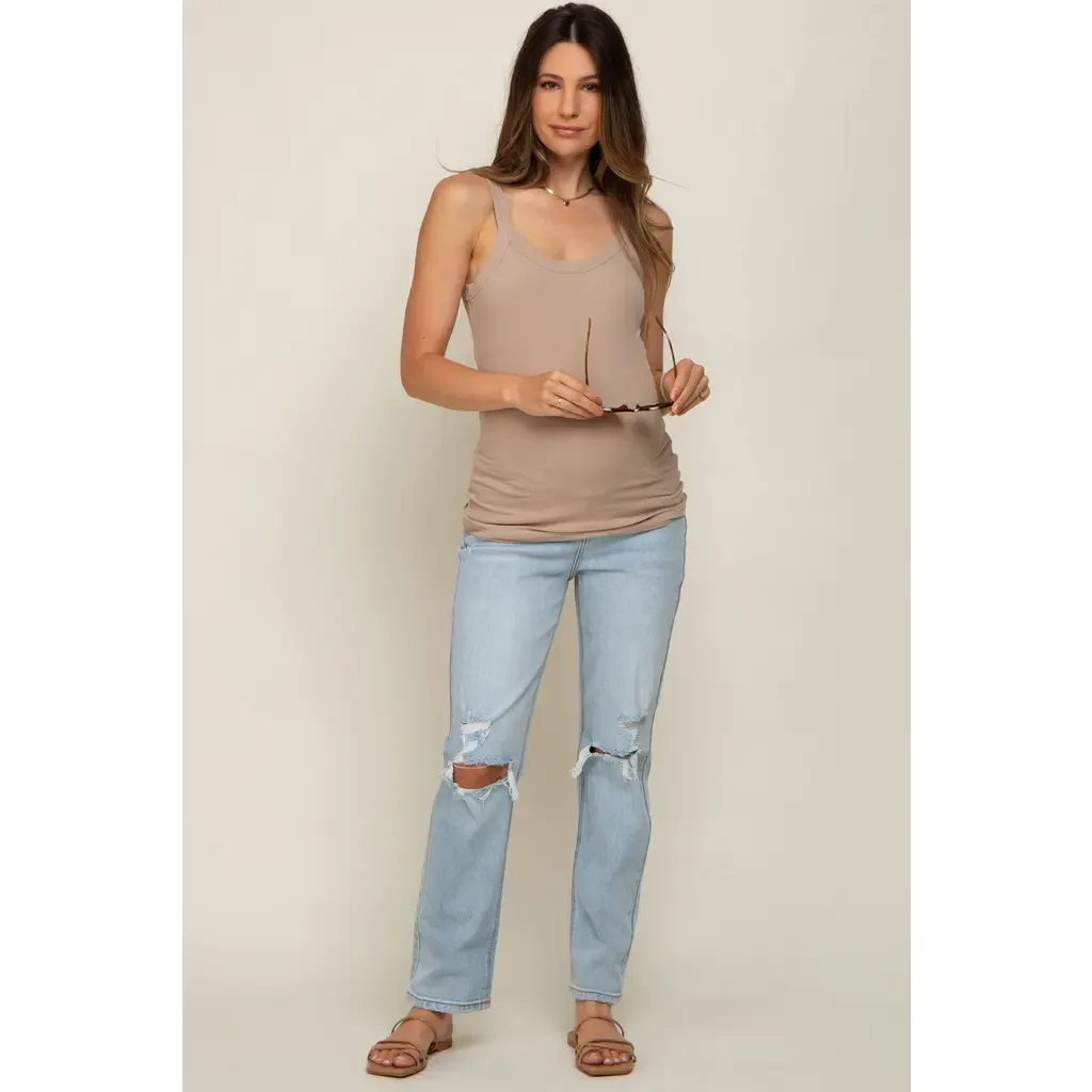 Distressed Knee Maternity Jeans by PinkBlush
