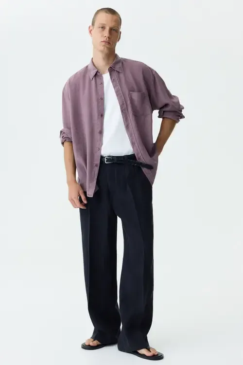 Loose-Fit Wide-Leg Linen Pants by H&M