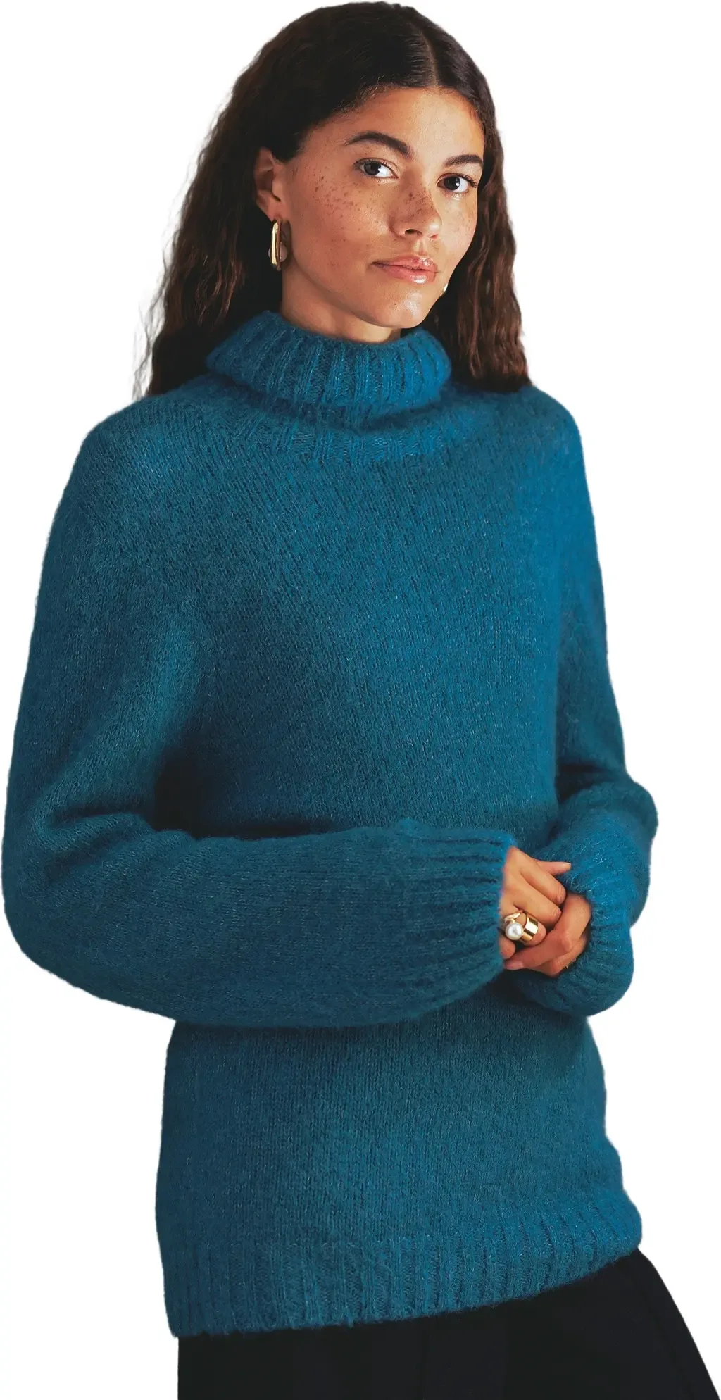 Alpaca Cotton Slouch Turtleneck Sweater