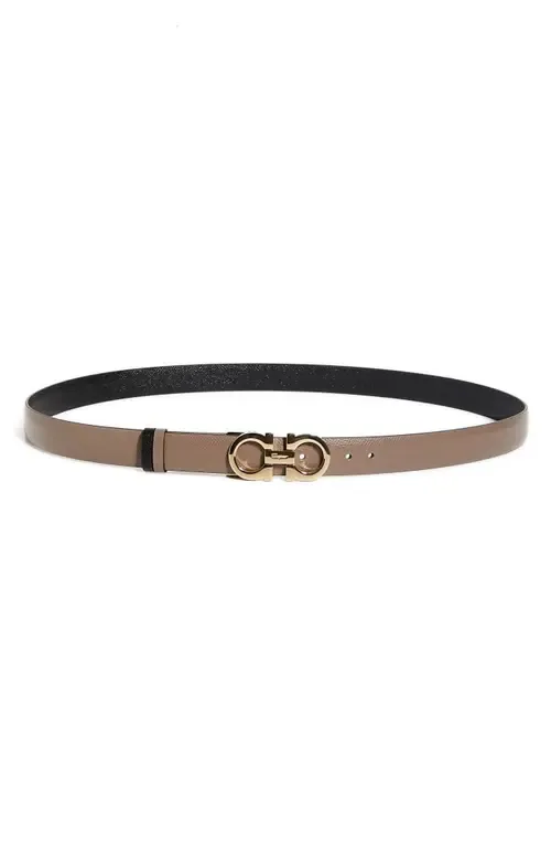 Reversible Gancini Calfskin Leather Belt by FERRAGAMO
