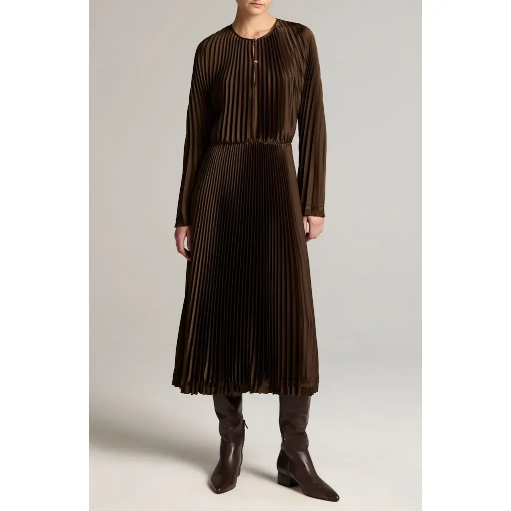 Pleated Long Sleeve Dress by Vince
