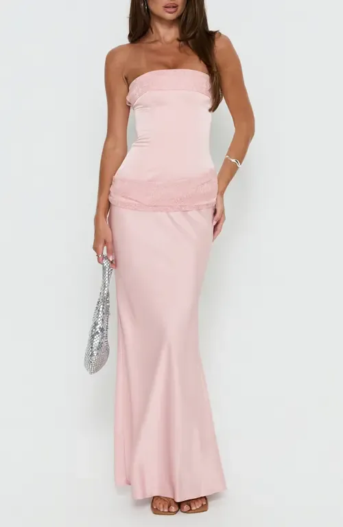 Sura Strapless Lace Detail Maxi Dress by Princess Polly