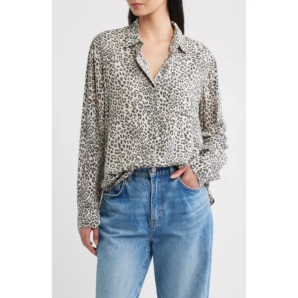Josephine Leopard Print Button-Up Shirt by Rails