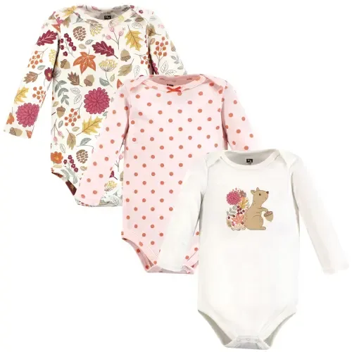 Breathable Cotton Long-Sleeve Bodysuit Bundle 3 Count by Hudson Baby