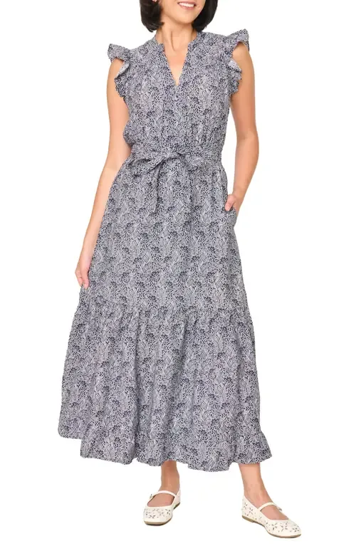 Floral Tie Waist Maxi Dress by GIBSONLOOK