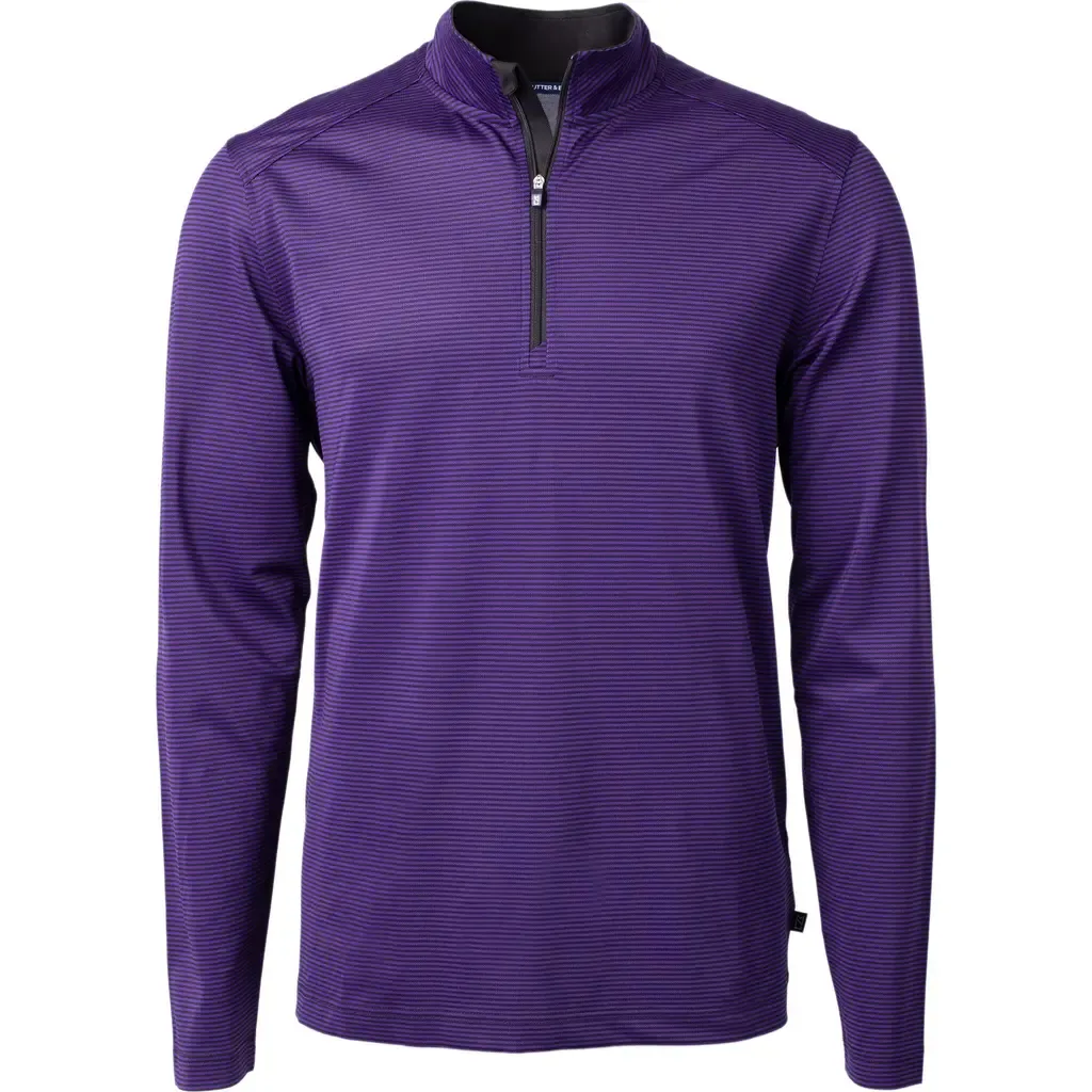 Virtue Micro Stripe Quarter Zip Pullover by Cutter & Buck