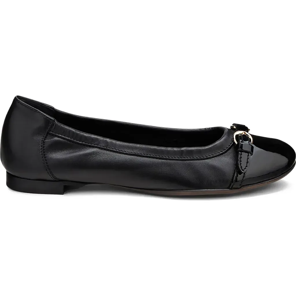 Monika Cap Toe Ballet Flat with Gold Buckle