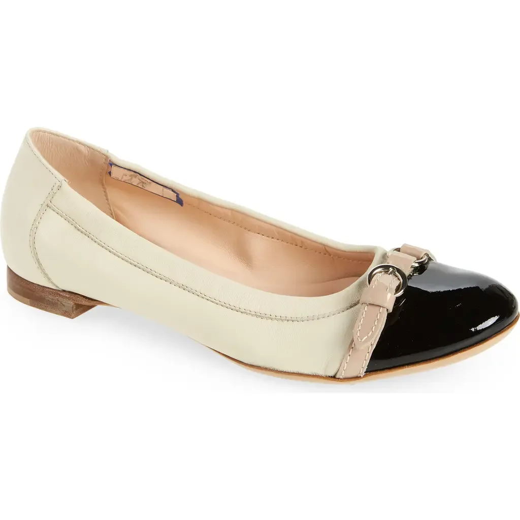 Monika Cap Toe Ballet Flat with Gold Buckle