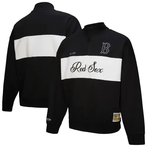 Mitchell & Ness Boston Red Sox Quarter-Zip Pullover Top by Mitchell & Ness